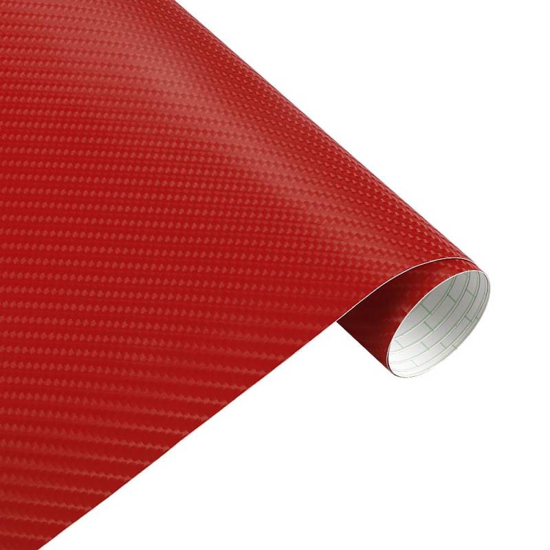 HYQOUKLR Selbstklebende Lackschutzfolie Vinyl, Carbon Fiber Vinyl Film Auto Aufkleber Wasserdicht DIY Motorrad Auto Styling Zubehör Wrap Mit Luftblasen Frei(Rood,152x20cm) von HYQOUKLR