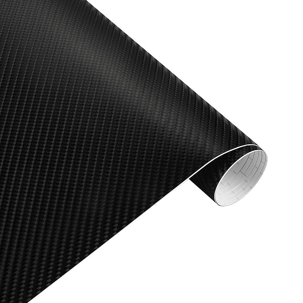 Selbstklebende Lackschutzfolie Vinyl, Carbon Fiber Vinyl Film Auto Aufkleber Wasserdicht DIY Motorrad Auto Styling Zubehör Wrap Mit Luftblasen Frei(Svart,200x50cm) von HYQOUKLR