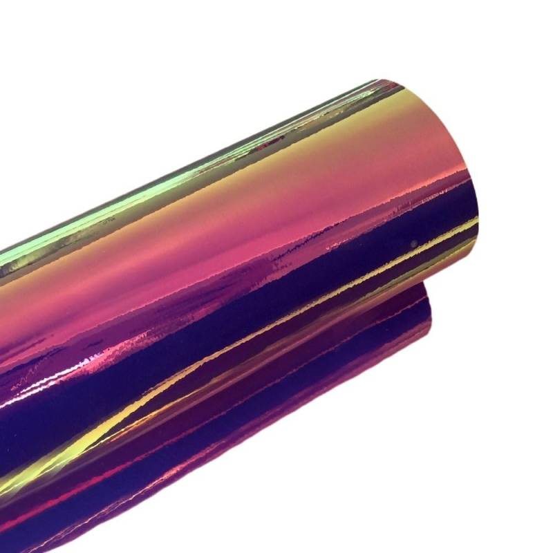 Selbstklebende Lackschutzfolie Vinyl, Chrom Regenbogen Spiegelfolie Holografische Folie Regenbogen Vinyl Motorrad Autos Car Wrapping Aufkleber und Abziehbilder(Purple) von HYQOUKLR