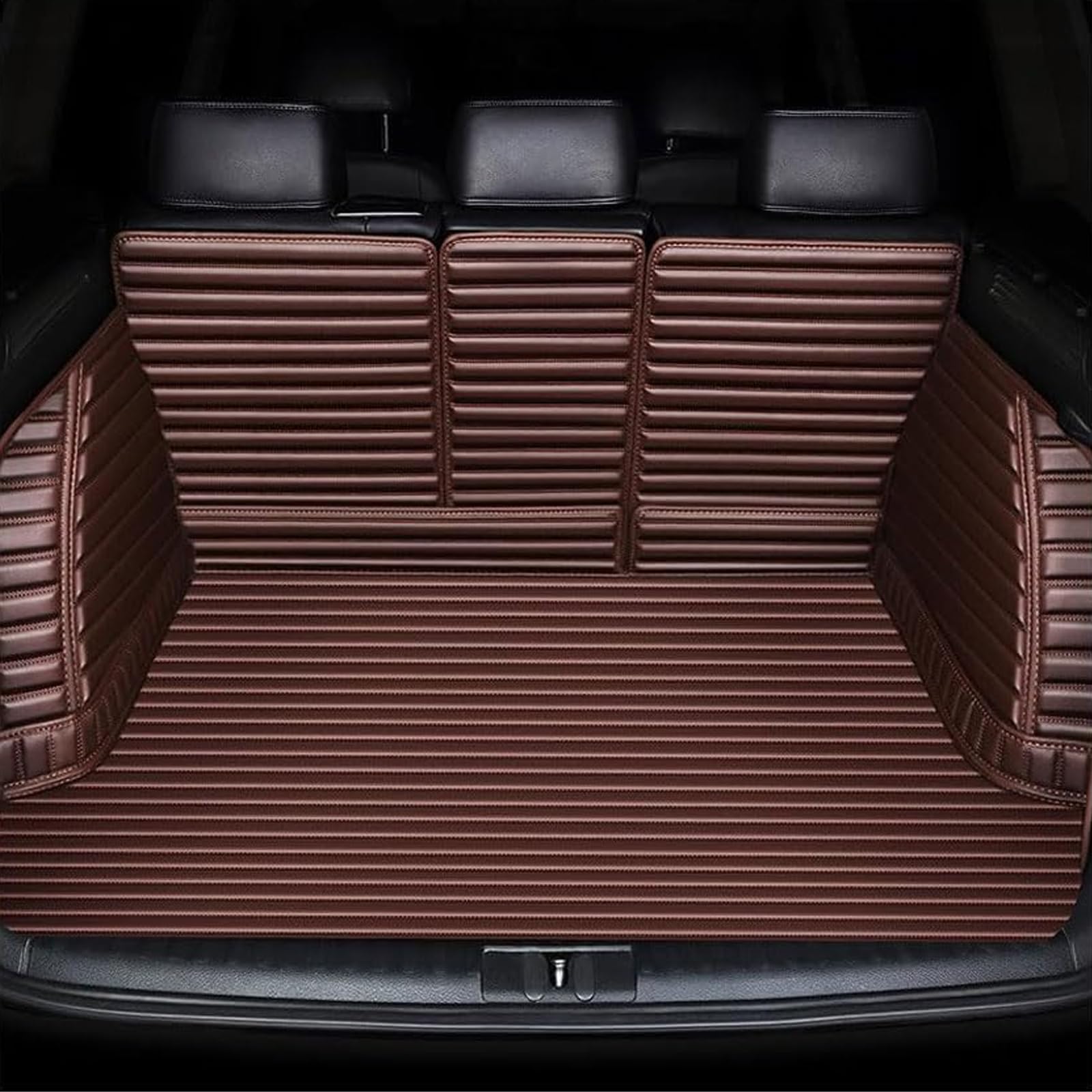 Auto Kofferraummatten Leder für Toyota Land Cruiser 8seats 2010-2015 (3-Row backrests, 2 Pieces), Antirutschmatten Kofferraumwanne Kofferraumschutz Teppiche, Full Coverage Schutzmatten Autozubehör von HYRAM