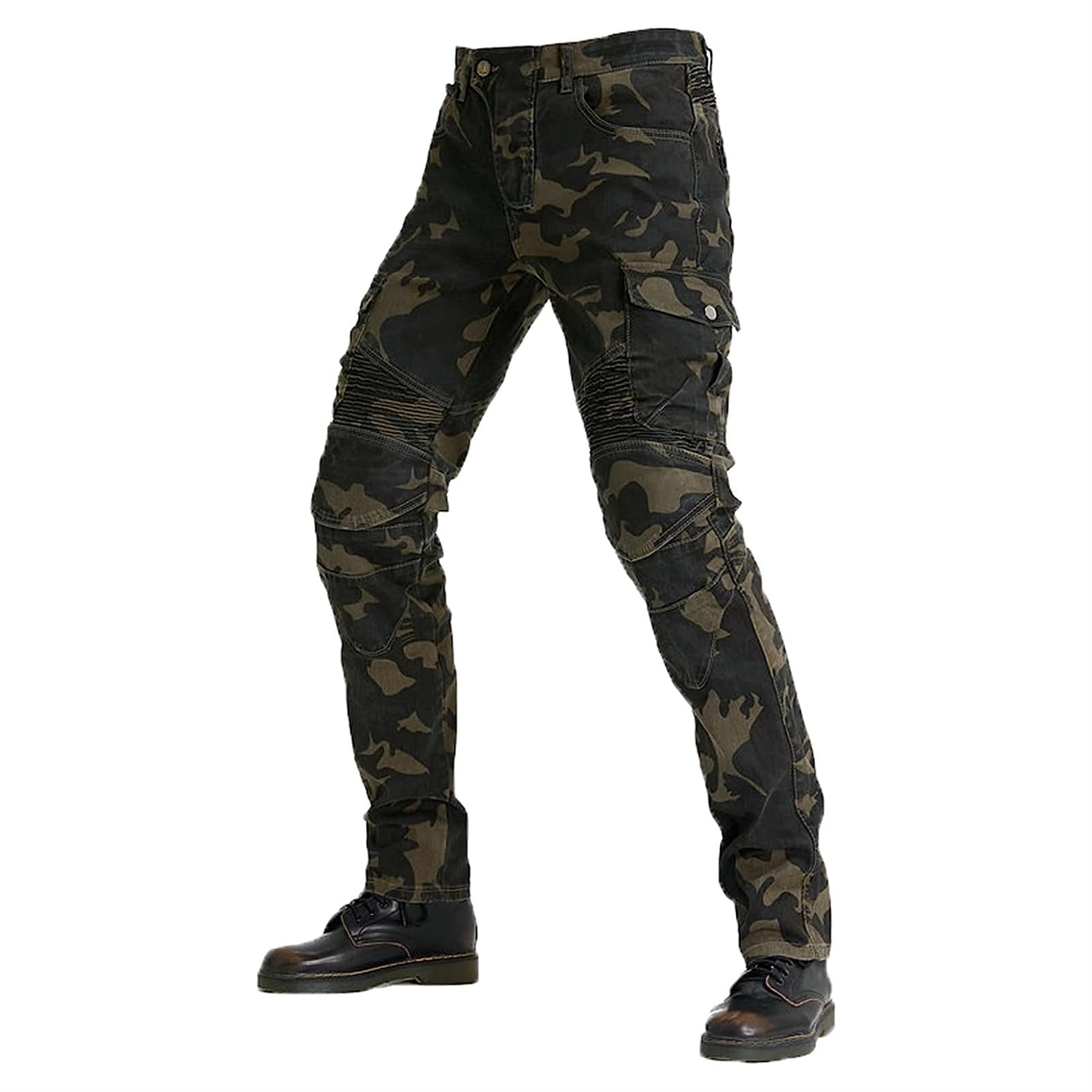 Motorrad-Jeanshose Für Herren, Sturzfeste Jeans Mit Geradem Bein Und 4 Arten Von Schutzausrüstung, Motorradhose Protección， Motorcycle Biker Pants (Camouflage,L) von HYRAM