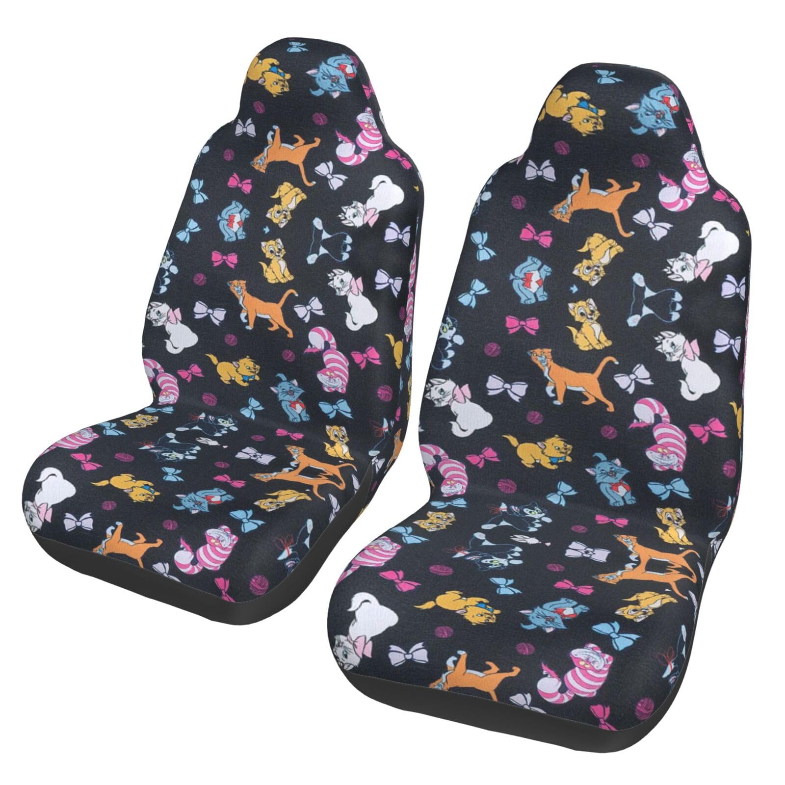 HYSDPUZK Autositzbezug mit Cartoon-Katzen-Druck, vollständiges Druckdesign, bequemes Polyestergewebe, verbesserter Schutz für Autositze von HYSDPUZK