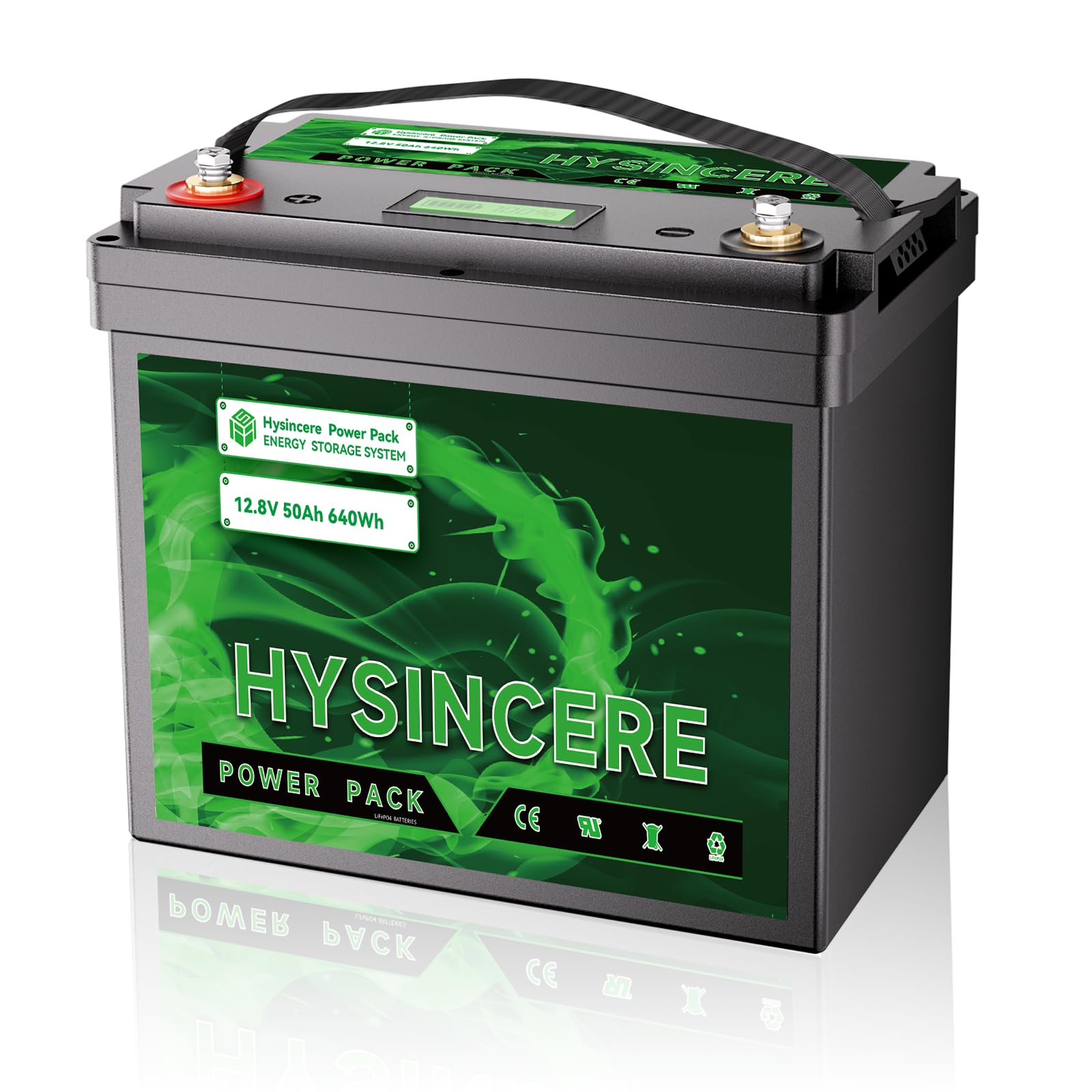 HYSINCERE 12V 50Ah LiFePO4 Batterie, 50A BMS, 4000-15000 Zyklen Deep Cycle Lithium Akku, MAX 640W Leistung, Perfekter Ersatz für Blei-Säure Batterien für Wohnmobil, Solar, Boote, Reiseanhänger von HYSINCERE