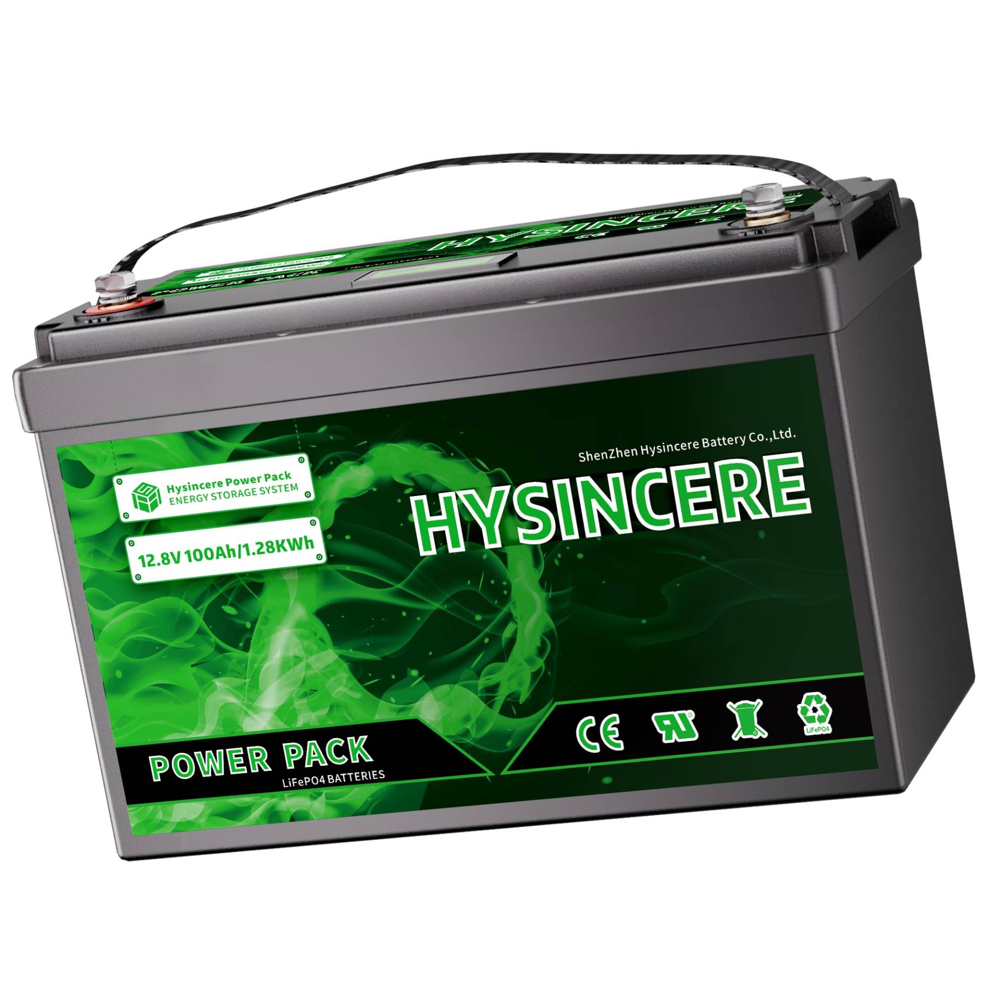 HYSINCERE LiFePO4 100Ah 12V Batterie,100A BMS, 1280Wh Energie, 4000-15000 Zyklen Deep Cycle Lithium Akku für Wohnmobil, Solar, Trolling-Motor, Energiespeicher von HYSINCERE