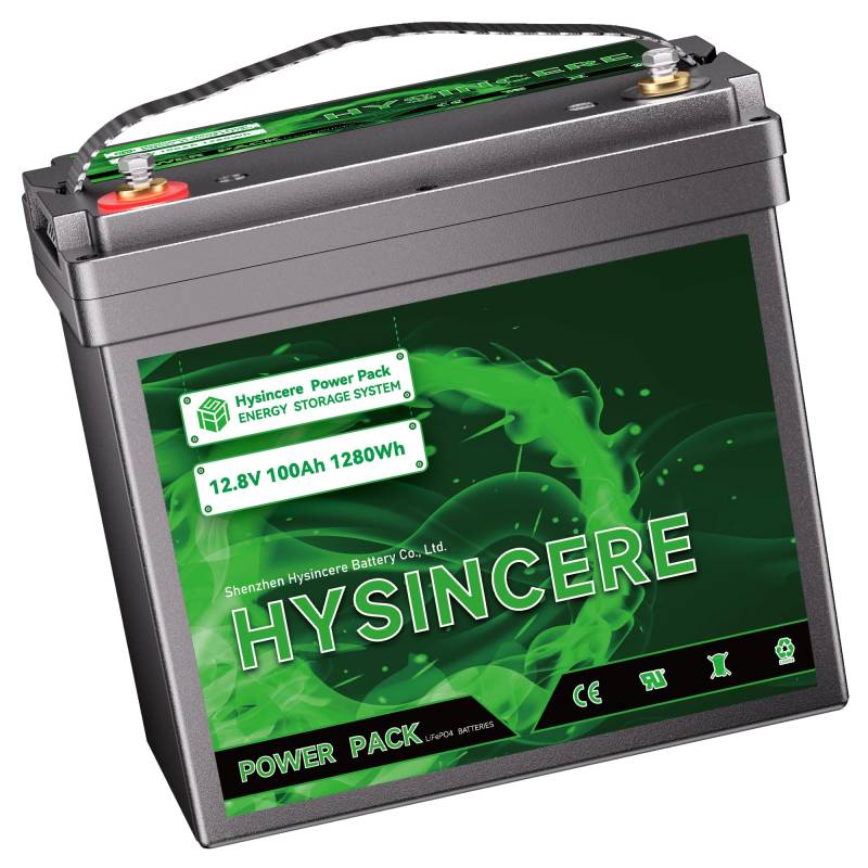 HYSINCERE LiFePO4 100Ah 12V Mini Batterie(1 Pack) mit BMS und 4000-15000 Zyklen,1280Wh Lithiumbatterie für Wohnmobil,Camping,Solar Home Systeme, Boote von HYSINCERE