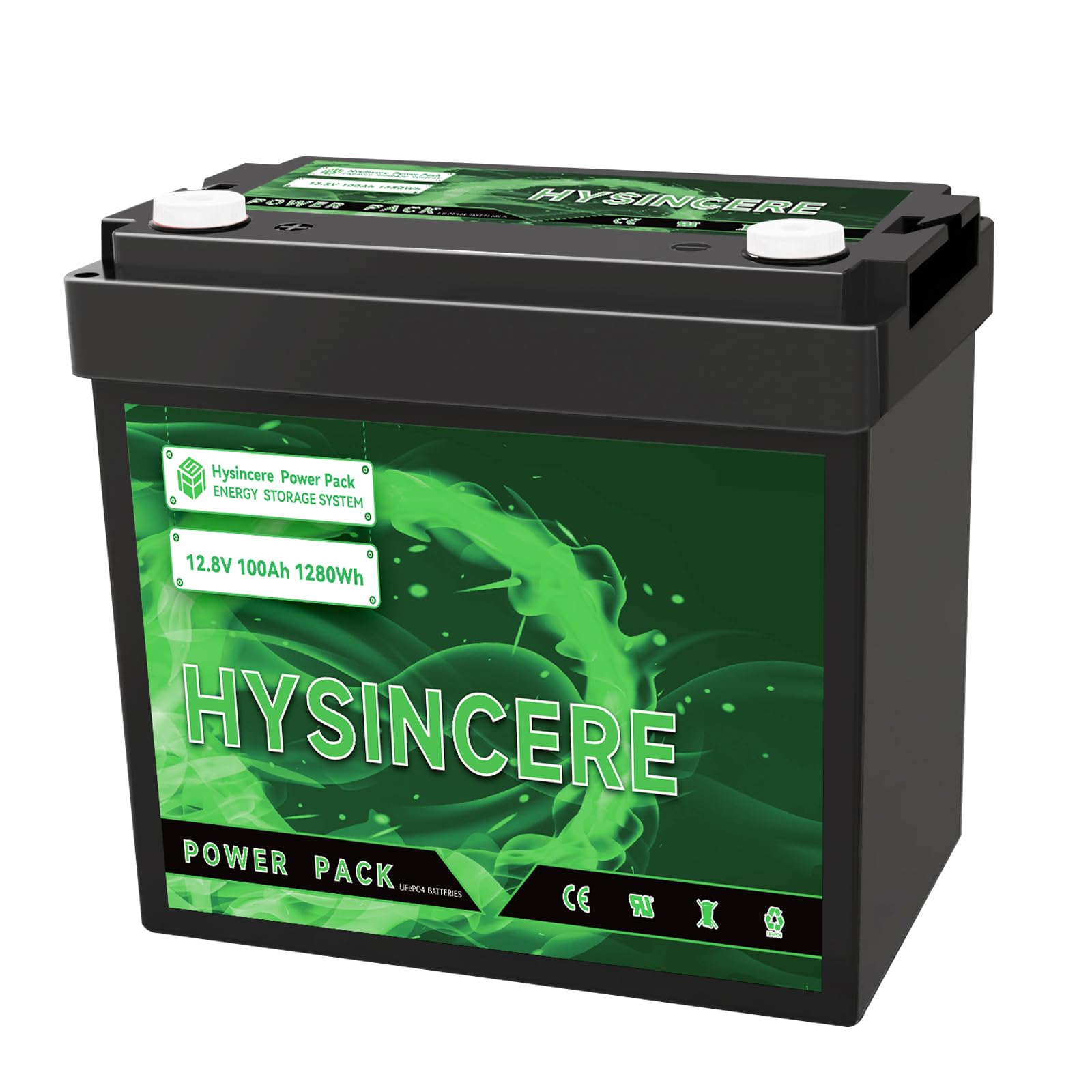 HYSINCERE LiFePO4 100Ah 12V Mini Batterie mit BMS und 4000-15000 Zyklen,1280Wh Lithiumbatterie für Wohnmobil,Camping,Solar Home Systeme, Boote von HYSINCERE