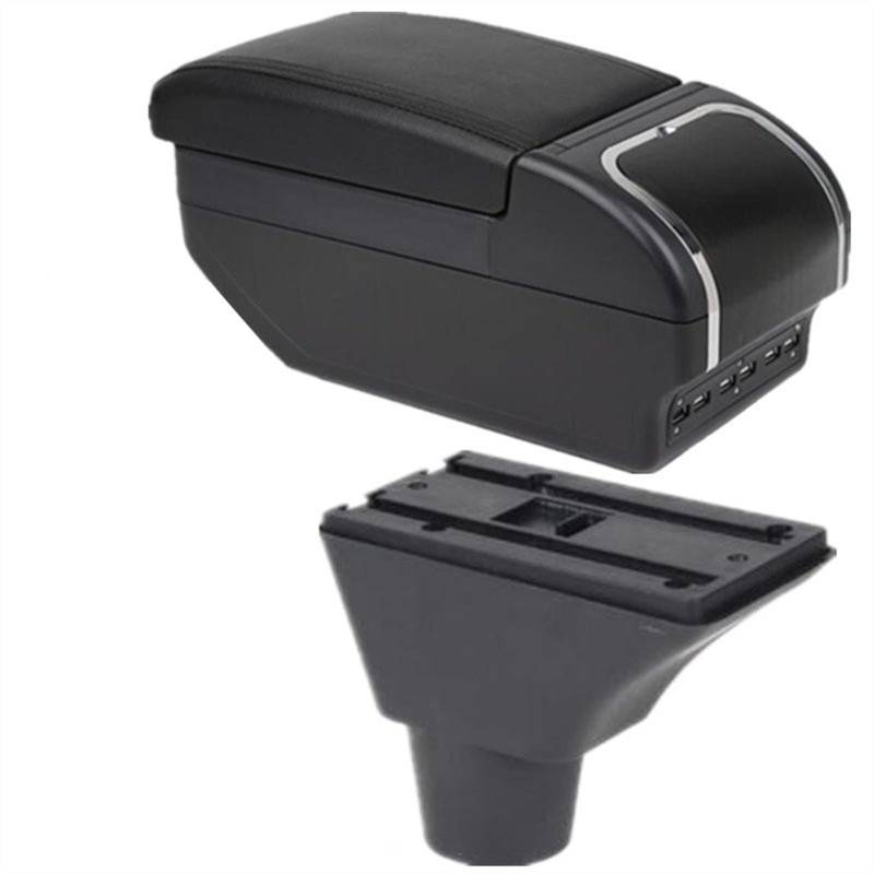 HYSM Für Citroen C3 C4 Mittelarmlehne Box Auto Armlehne Aufbewahrungsbox Mittelkonsole Organizer USB Getränkehalter Aschenbecher ​Innenteile Autoarmlehne (Color : F All Black No USB) von HYSM