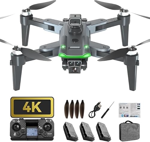 HYTOBP S166 Drohne mit Kamera 4K für Erwachsene, GPS Drone mit 3 Kameras/Akkus, FPV RC Quadrocopter mit Bürstenlos Motor, Automatische Rückkehr, Niedrige Batterierückgabe, Follow Me, unter 249g von HYTOBP