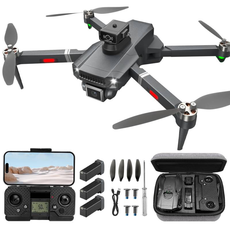 HYTOBP S179 Drohne mit kamera 1080P für Anfänger/Erwachsene, 3 Akkus, RC FPV Quadcopter 2 Kameras, C0, bürstenloser Motor, 5G WiFi Kinderdrohne, Ein-Tasten-Start/Landung, 3D Flip, LCD-Bildschirm von HYTOBP