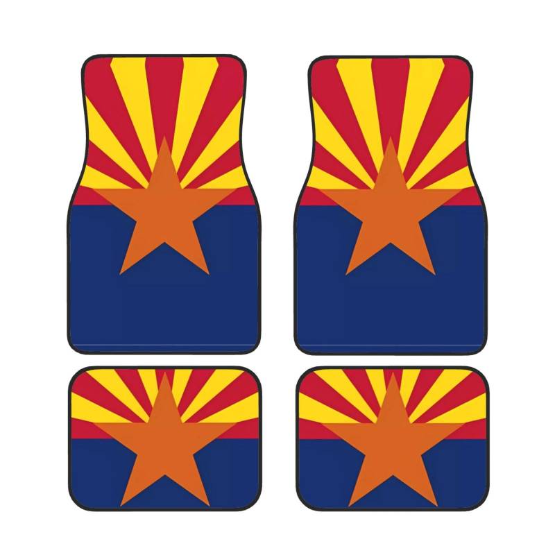 HYTTER Auto Fußmatten Set 4-teilig - Neopren Allwetter Full Set Fußmatten für PKW LKW SUV Arizona Flagge Muster von HYTTER