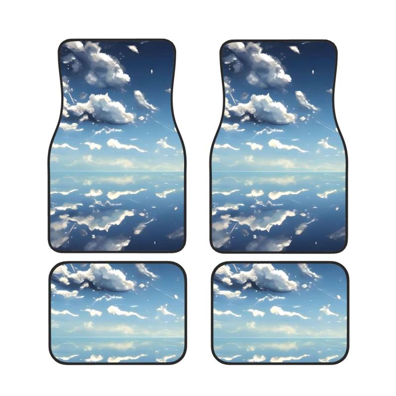 HYTTER Auto Fußmatten Set 4-teilig - Neopren Allwetter Full Set Fußmatten für PKW LKW SUV Blauer Himmel und Weiß Wolken Muster von HYTTER