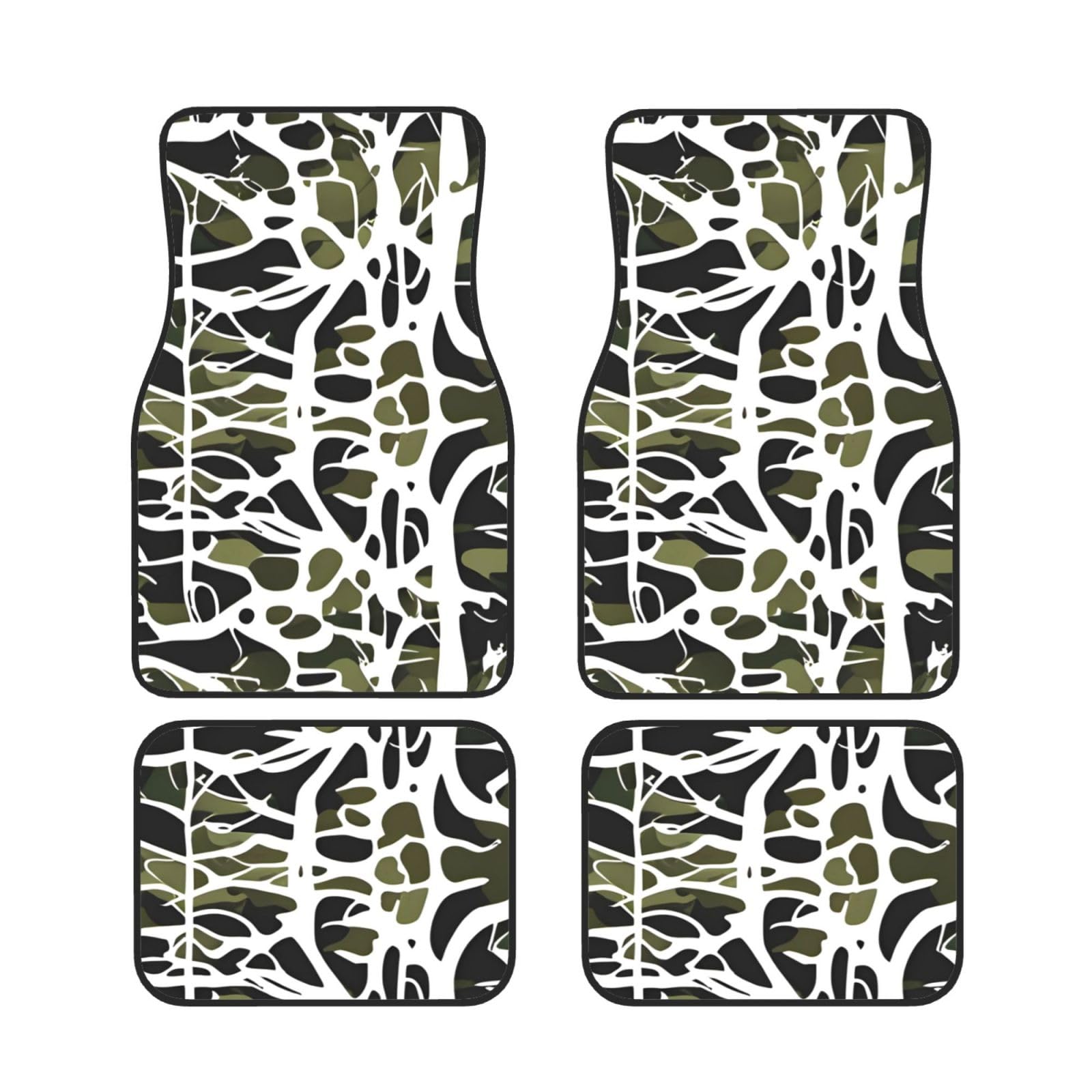 HYTTER Auto Fußmatten Set 4-teilig - Neopren Allwetter Full Set Fußmatten für PKW LKW SUV Weiß Baum Camo Muster von HYTTER