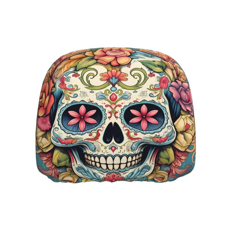 HYTTER Auto-Kopfstützenbezug, Motiv: Sugar Skull Print, weich und bequem, elastisch, 1 Stück von HYTTER