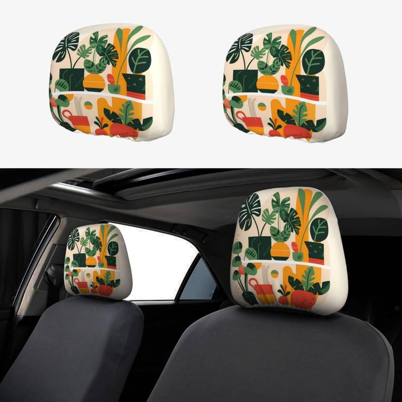 HYTTER Autositzbezug mit Cartoon-Topf-Schildkrötenrücken, Bambus-Muster, 2-teiliges Set, Innenzubehör, Dekoration, passend für Autos, Lieferwagen, LKWs, Universal-Sitzzubehör von HYTTER