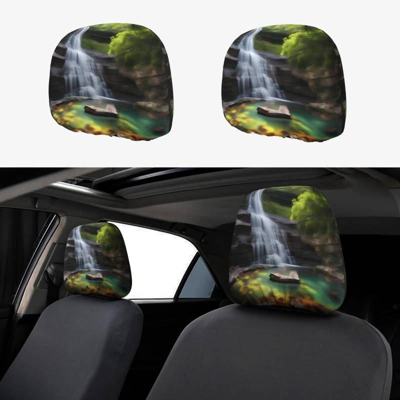 HYTTER Autositzbezug mit Wasserfall-Ansicht, 2-teiliges Set, Innenzubehör, Dekoration, passend für Autos, Lieferwagen, LKWs, Universal-Sitzzubehör von HYTTER