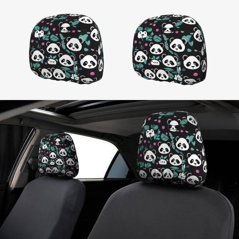HYTTER Panda Autositzbezug mit niedlichem Gesicht, 2-teiliges Set, Innenzubehör, Dekoration, passend für Autos, Lieferwagen, LKWs, Universal-Sitzzubehör von HYTTER