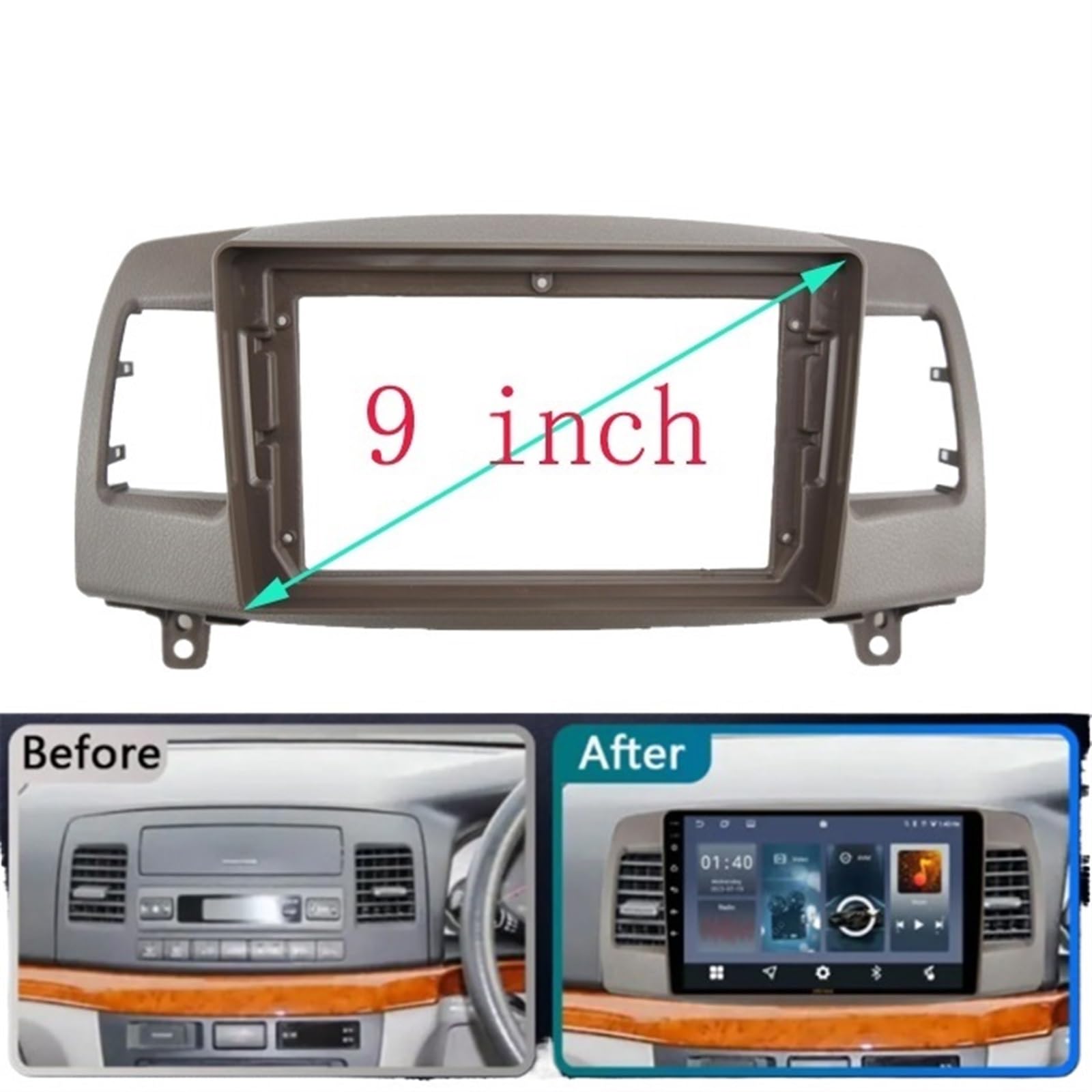 Car Radio Frame 2 DIN 9 ZOLL Autorahmen Kit Kabel Canbus Blende Panel/Passend for Toyota Mark II X110 2000-2007 Großer Bildschirm Radio Audio Rahmen Car Panel Dashboard von HYUDXH