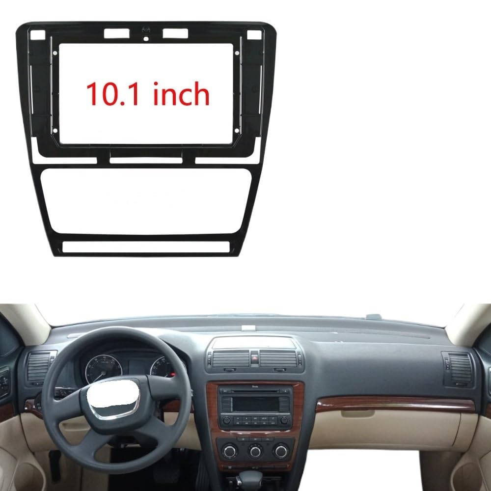 Car Radio Frame 2-Din-Auto-DVD-Rahmen, Audio-Einbauadapter, Armaturenbrettverkleidung, 10,1 Zoll, passend for Skoda Octavia 2007–2014, Doppel-Din-Radio-Player Car Panel Dashboard(Frame 2007-09-manual, von HYUDXH