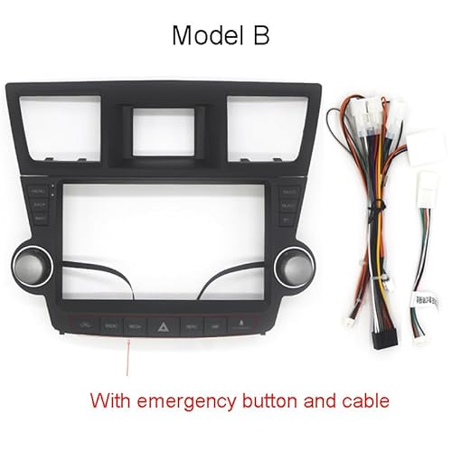 Car Radio Frame Autoradio-Blende, passend for Toyota Kluger/Highlander, Audio-Stereo-Armaturenbrett-Rahmen-Set mit Emergenct-Lichttasten-Kabeladapter Car Panel Dashboard(Model B) von HYUDXH