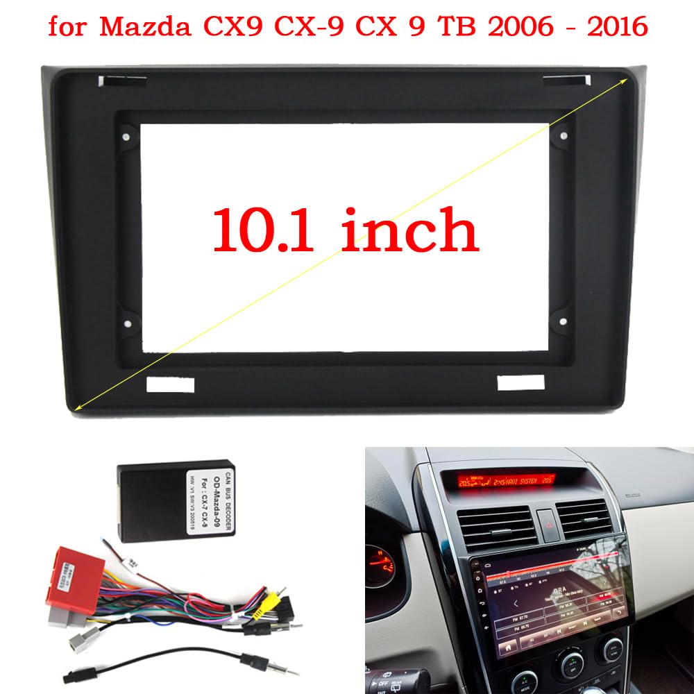 Car Radio Frame Autoradio-Blenden/Passend for Mazda CX9 CX-9 CX 9 TB 2006–2016 Rahmen Audio-Einbau Armaturenbrett-Einbausatz Großer Bildschirm 2 Din Car Panel Dashboard(Frame an canbus) von HYUDXH