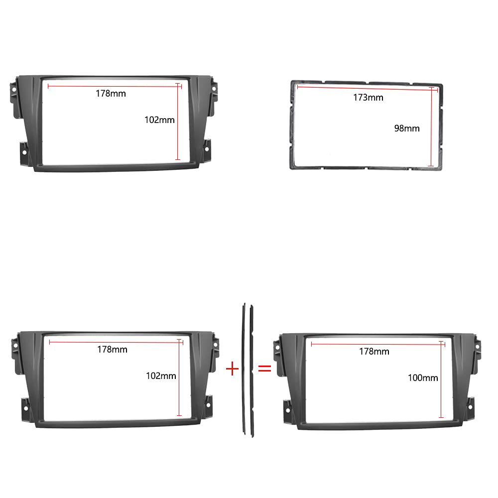 Car Radio Frame DIN-Autoradio-Einbauplatte, passend for Toyota Caldina 2002–2007, Stereo-Einbau-Set for Armaturenbrett-CD-Blendenverkleidung Car Panel Dashboard(173x98mm) von HYUDXH