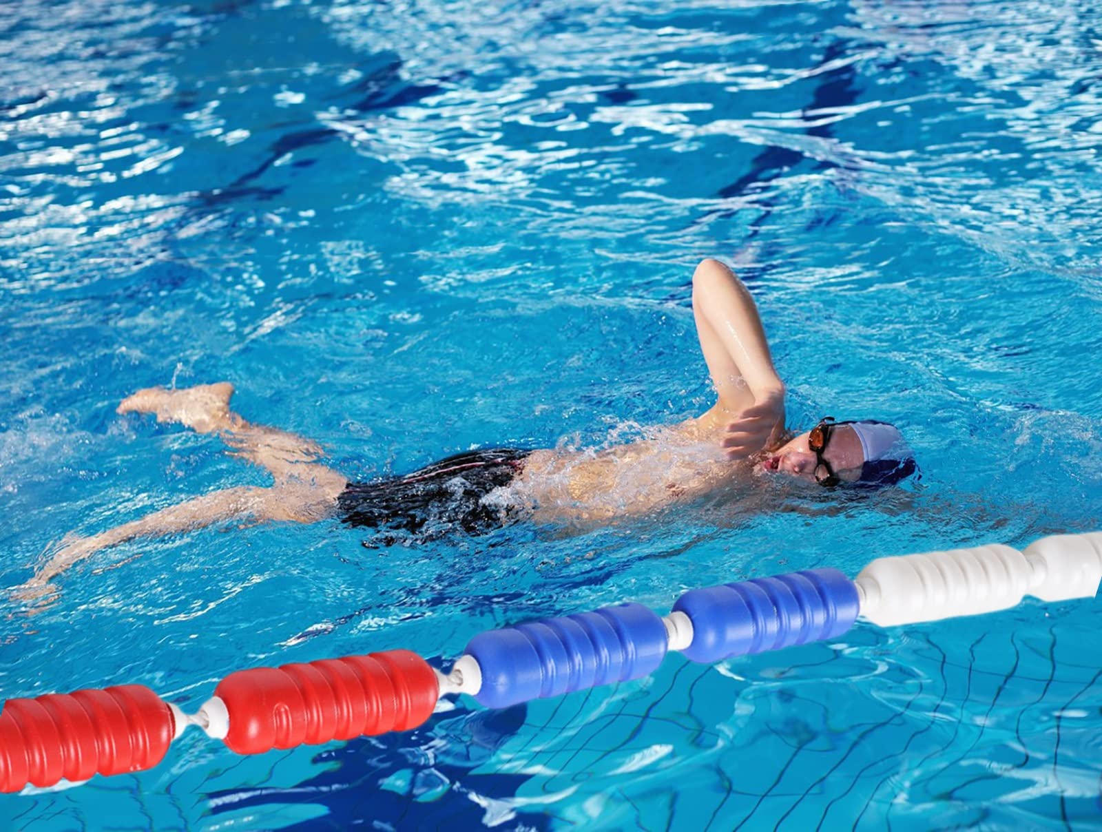 Sicherheitsseil für Schwimmbäder, Schwimmleine, Trennseil, Sicherheitstrennseil für Schwimmbäder und Schwimmkörper-Sets für Wettkämpfe, Sicherheitsbojenleine für Schwimmbäder mit blau-weiß-rot-g von HYXXRHSA