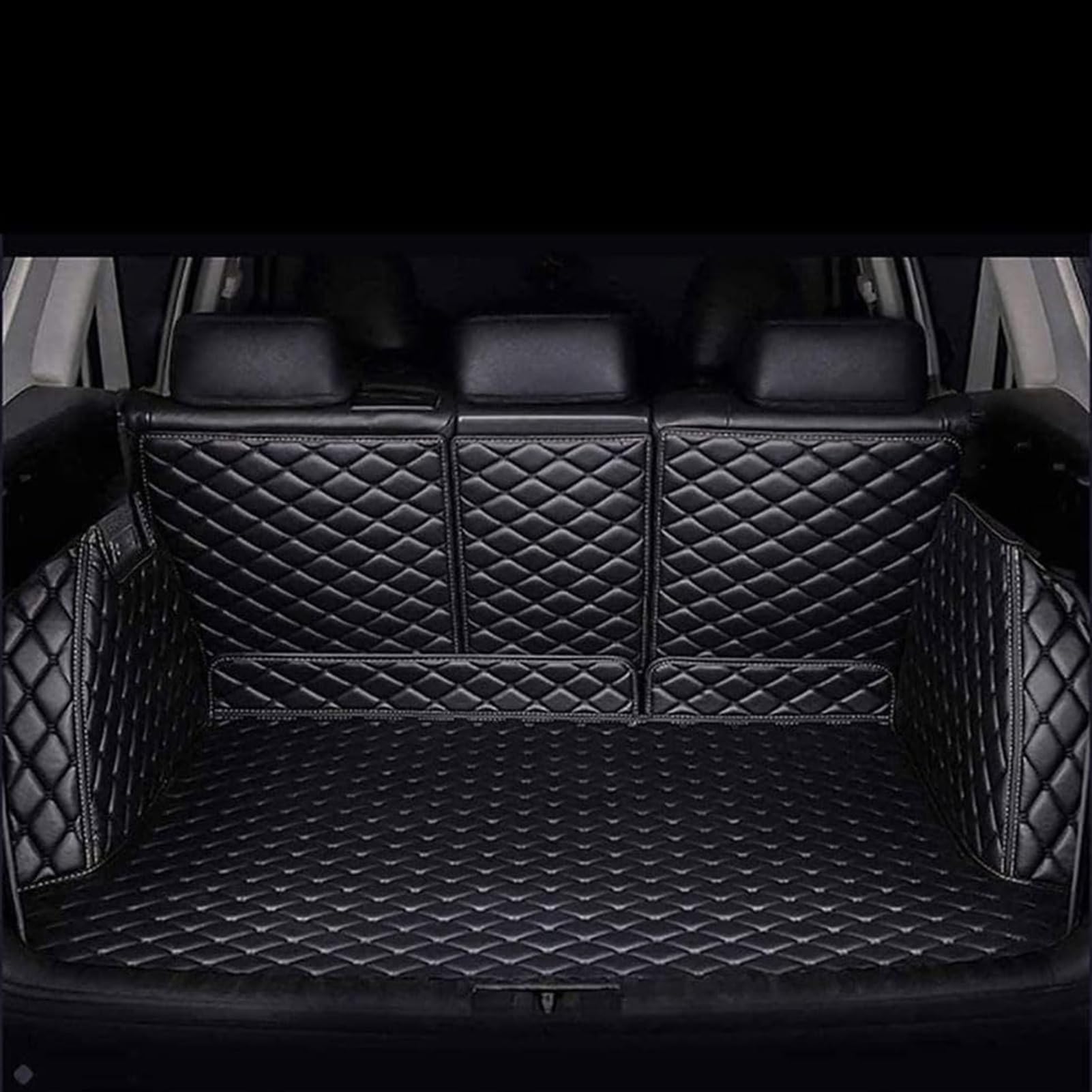 Auto Leder Kofferraummatten für Jeep Cherokee 2014-2018, VollstäNdige Kofferraumwanne Einkreisung Kofferraum Schutzmatte Auto Zubehör,Black/A von HYYLL