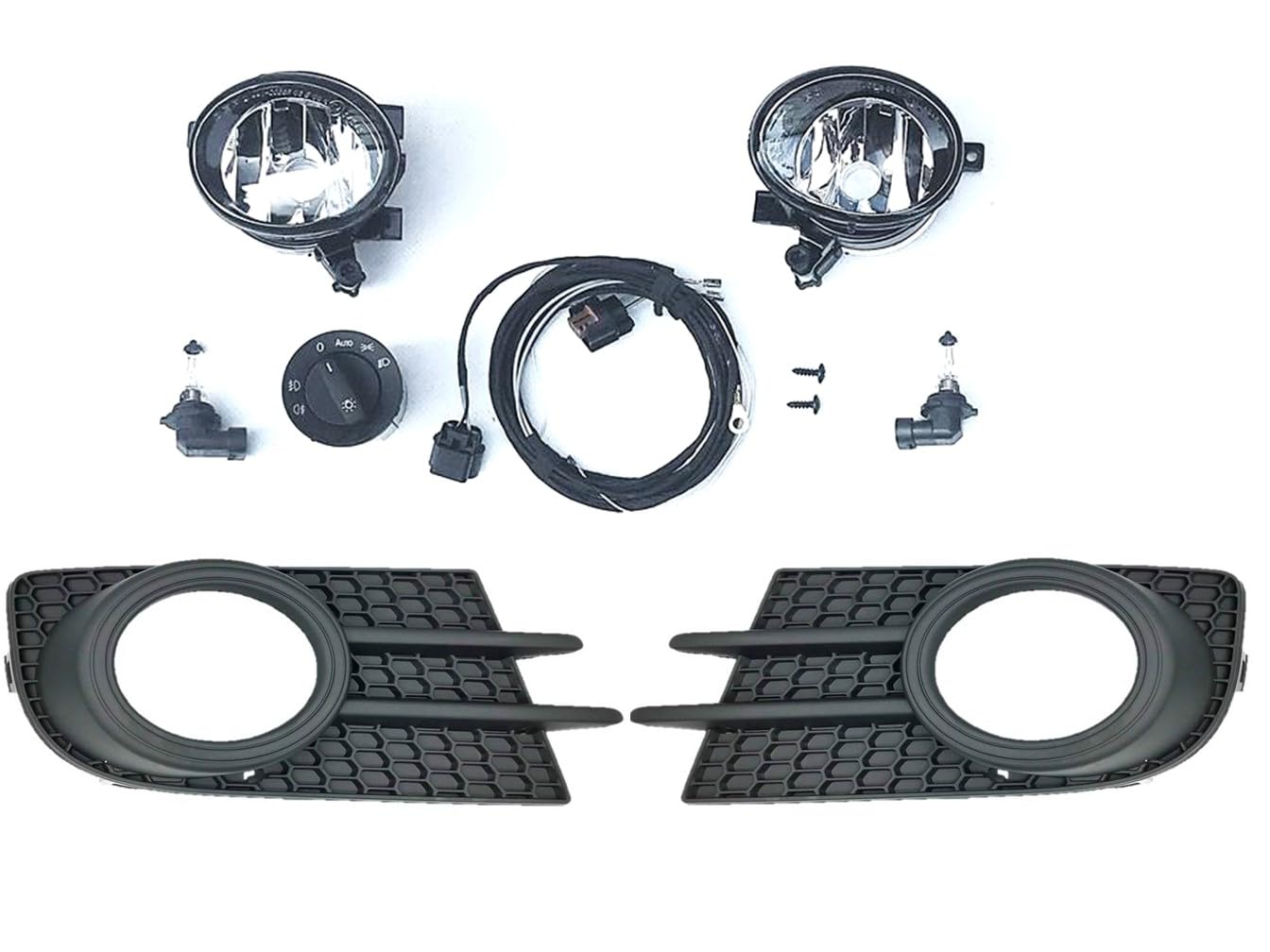 HZ-DESIGN 1 Satz Nebelscheinwerfer zum Nachrüsten NSW Set Kit Komplettset kompatibel mit VW Tiguan 5N 06/2011-12/2015 von HZ-DESIGN