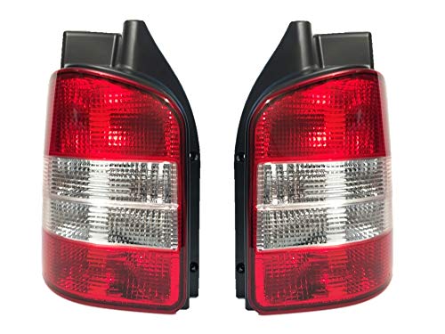 HZ-DESIGN Set Rückleuchten Heckleuchten Rücklicht Links + Rechts Rot/Weiß nur für FZ mit Hecktüren kompatibel mit VW T5 Bus von HZ-DESIGN