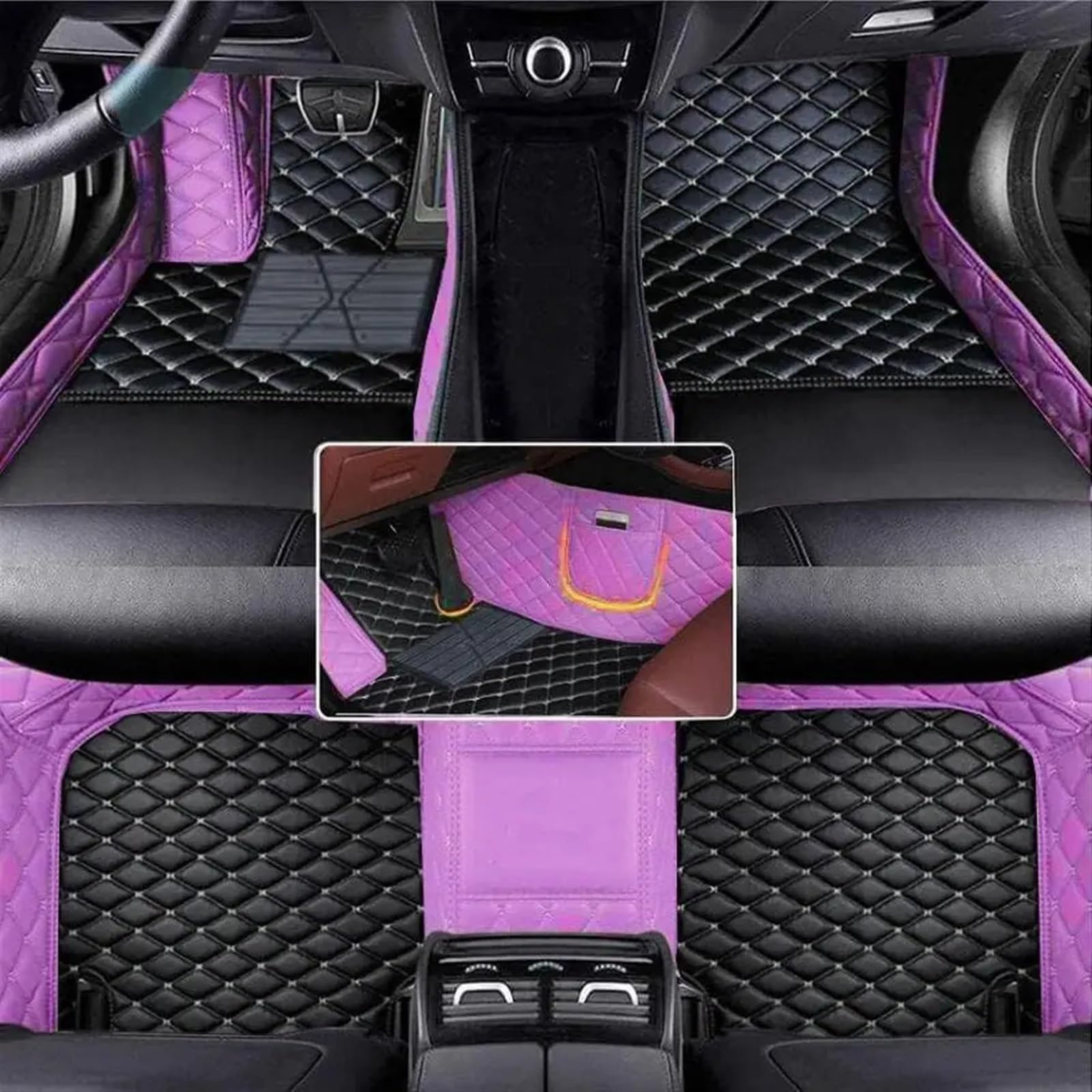 Fußmatten Allwetter Kompatibel Mit Chery Für Tiggo 5X Pro 2023 Benutzerdefinierte PU-Auto-Bodenmatte Schützt Fahrzeugteppich-Innenfußpolster(Black with Purple) von HZSMYXGS