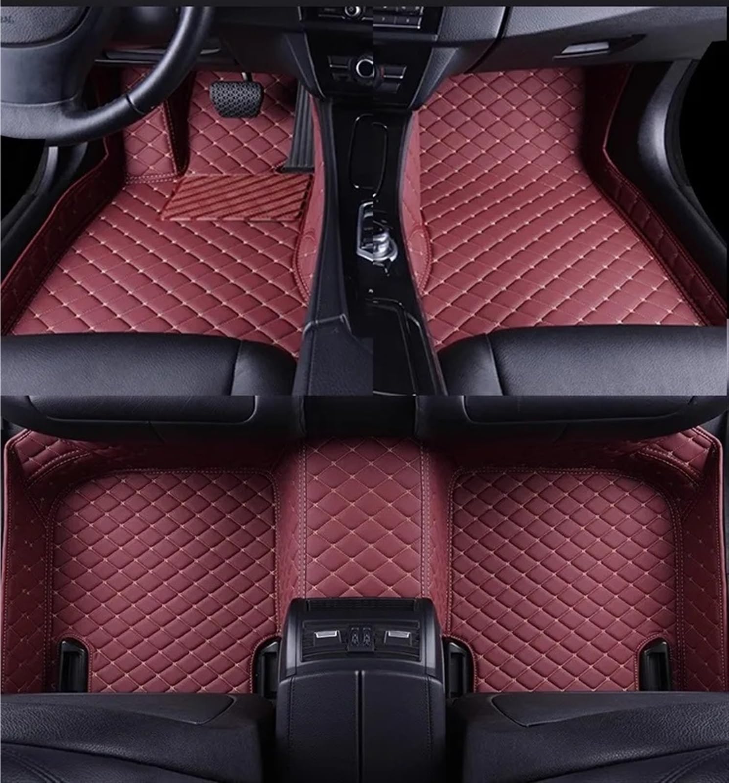 Fußmatten Allwetter Kompatibel Mit Koleos 2017 2018 2019 2020 2021 2022 LHD Benutzerdefinierte 3D-Auto-Fußmatten PU-Innenteppich-Fußpolster(Wine Red 5 Seat) von HZSMYXGS