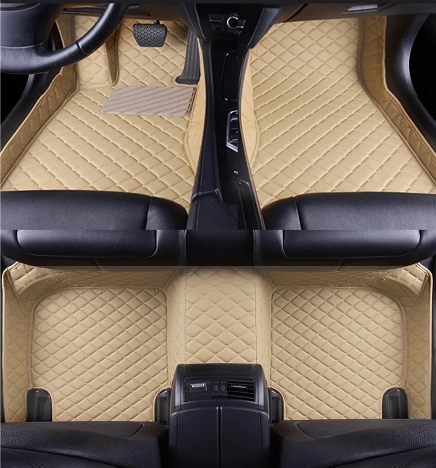 Fußmatten Allwetter Kompatibel mit Kadjar 2015 2016 2017 2018 2019 LHD benutzerdefinierte 3D-Auto-Fußmatten PU-Innenteppich-Fußpolster(Beige 5 Seat) von HZSMYXGS