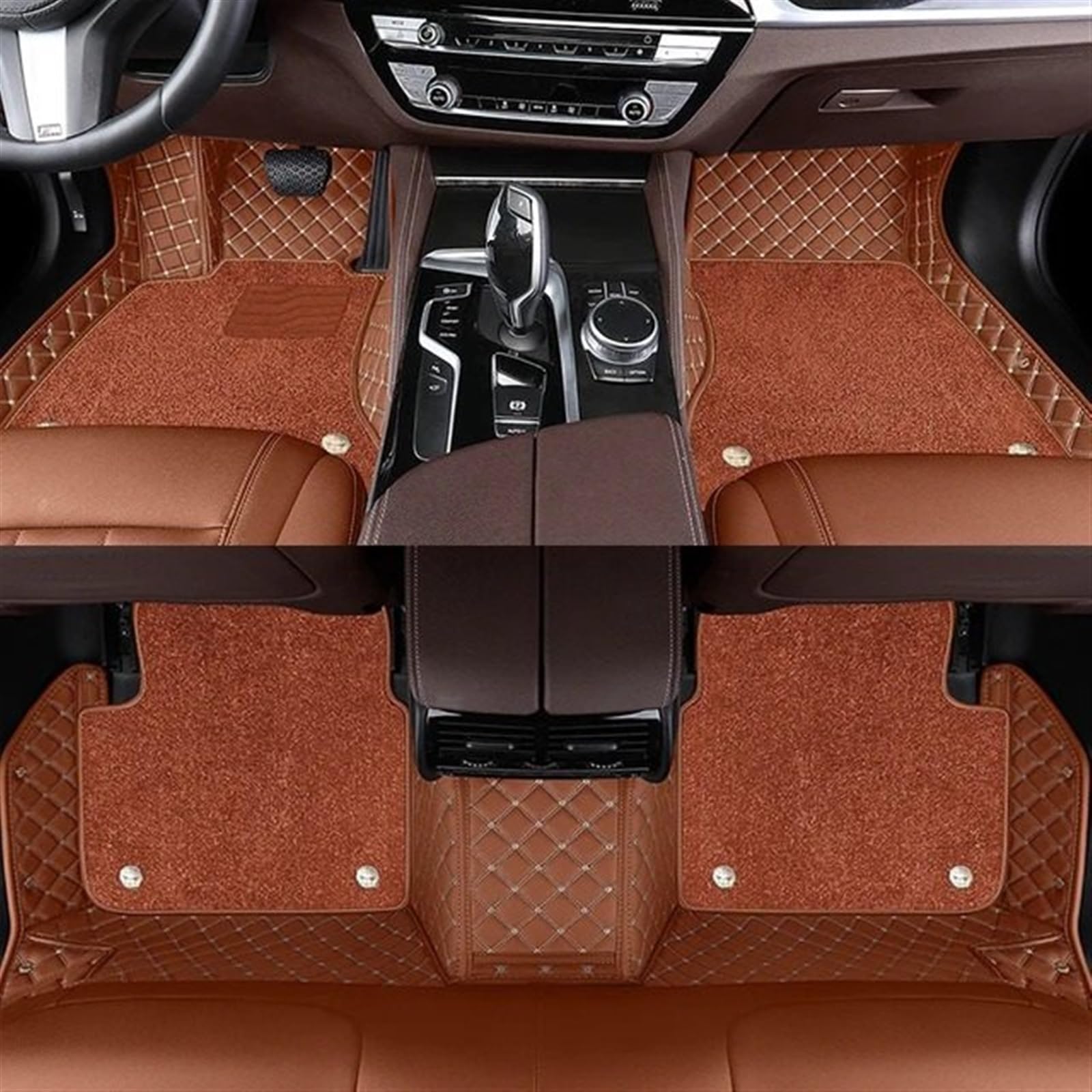 Fußmatten Allwetter Kompatibel mit Peugeot für RCZ 2010-2019 benutzerdefinierte zweischichtige Auto-Fußmatten PU-Innenteppiche Autozubehör(Brown) von HZSMYXGS