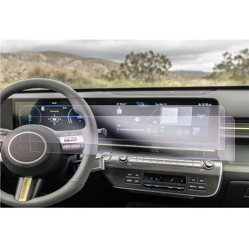 HZSMYXGS Auto Displayschutzfolie Kompatibel Mit Hyundai Für Kona SX2 2023 2024 Autonavigation LCD-Instrument Displayschutz Aus Gehärtetem Glas Autozubehör(Left Hand Drive) von HZSMYXGS