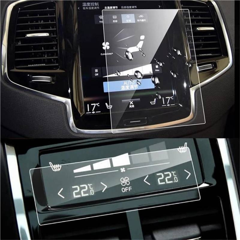 HZSMYXGS Auto Displayschutzfolie Kompatibel Mit Volvo Für XC40 XC60 XC90 V90 V60 2016-2021, 2 Stück, Auto-GPS-Navigationsbildschirmfolie, Klima-/Klimabildschirm Hinten, Gehärtete Folie von HZSMYXGS