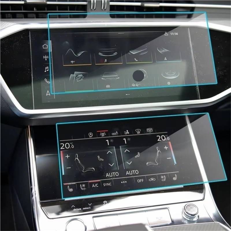 HZSMYXGS Auto Displayschutzfolie Kompatibel mit A6 für A7 2019 2020, Auto-GPS-Navigations-Displayschutz, Auto-Innenbildschirm, 2 Stück Schutzfolie aus gehärtetem Glas von HZSMYXGS