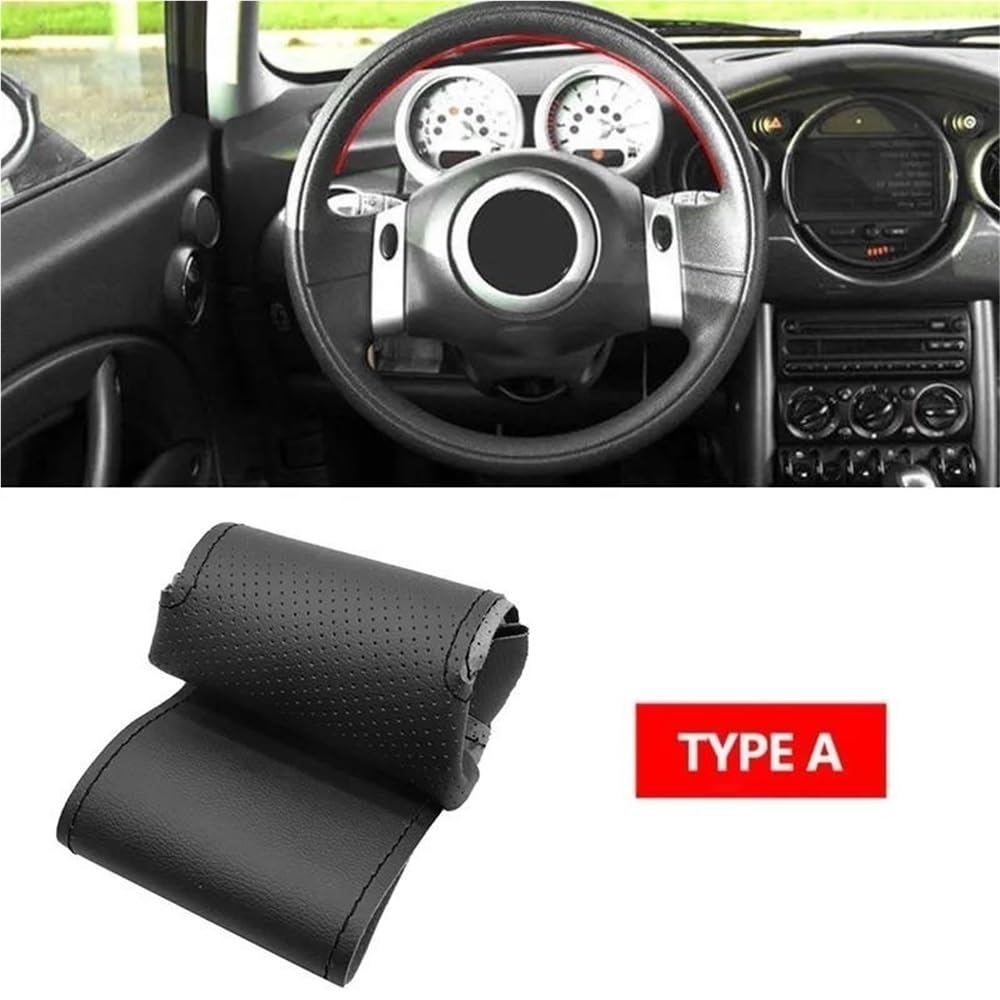 HZSMYXGS Automobilinnenraum Kompatibel Mit Mini Für Coupe 2001–2006 Für Cabrio 2004–2008 Für R50 R53 R60 Auto-Lenkradabdeckung Aus Perforiertem PU(A Black line) von HZSMYXGS