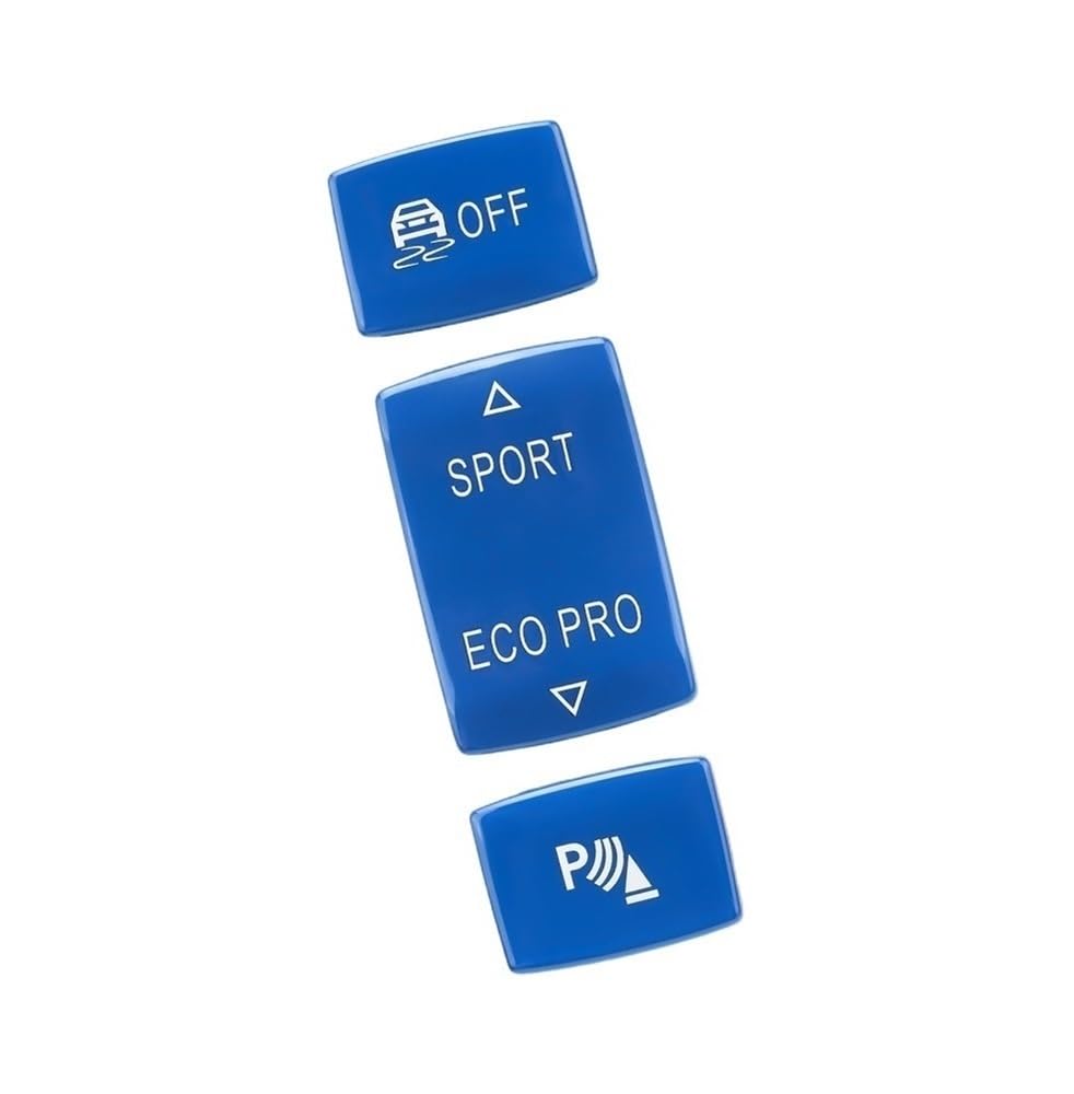 HZSMYXGS Automobilinnenraum Kompatibel mit 1 2 3 4 Serie für F20 F21 F22 F23 F30 F31 F34 F32 F33 F36 Auto Sport Eco Pro ESP Anti-Rutsch-Radar-Sensor-Schalter-Tastenabdeckung(3 Buttons Blue) von HZSMYXGS