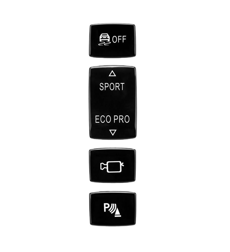 HZSMYXGS Automobilinnenraum Kompatibel mit 1 2 3 4 Serie für F20 F21 F22 F23 F30 F31 F34 F32 F33 F36 Auto Sport Eco Pro ESP Anti-Rutsch-Radar-Sensor-Schalter-Tastenabdeckung(4 Buttons Black) von HZSMYXGS