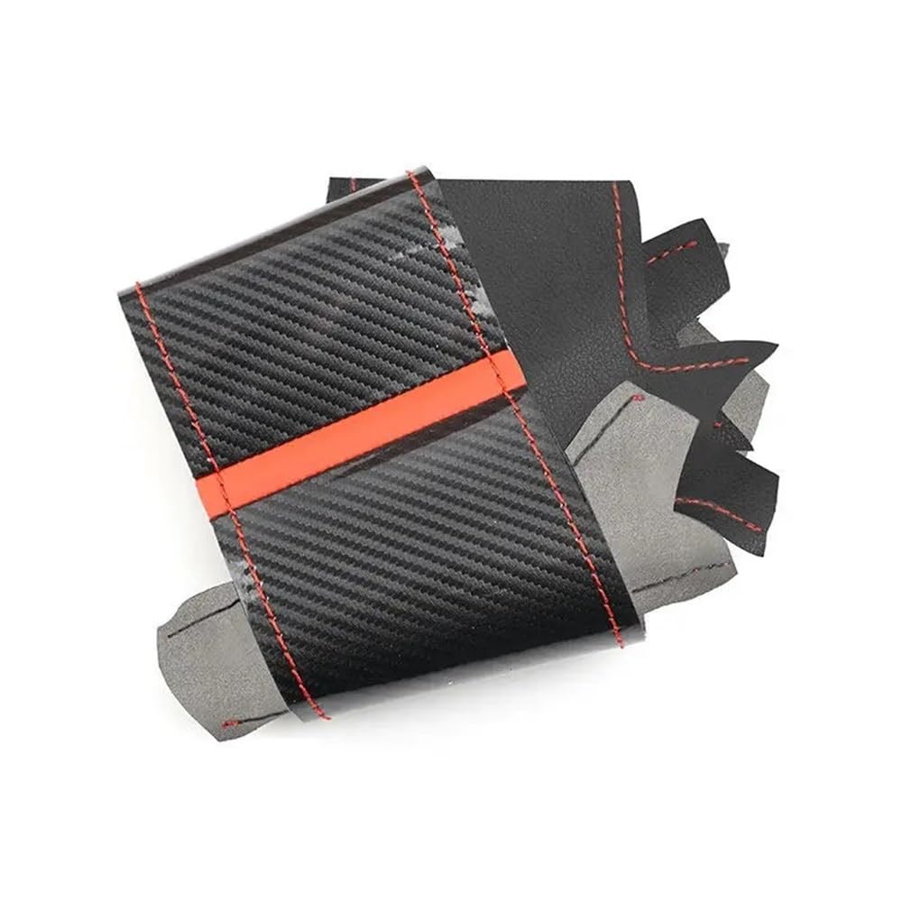 HZSMYXGS Automobilinnenraum Kompatibel mit Dodge Für Challenger Für Charger 2015-2021 Auto Innen Lenkrad Abdeckung PU Trim Hand Nähen(Carbon-red Strip) von HZSMYXGS