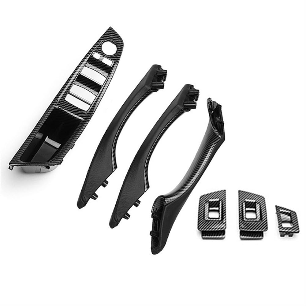 HZSMYXGS Innentürarmlehne Kompatibel Mit 5er-Serie Für F10 F11 F18 2010-2017 Innentürgriff des Autos Innentürfensterschalterfeld Zugverkleidung Linkslenker(Carbon Fiber 7Pcs) von HZSMYXGS