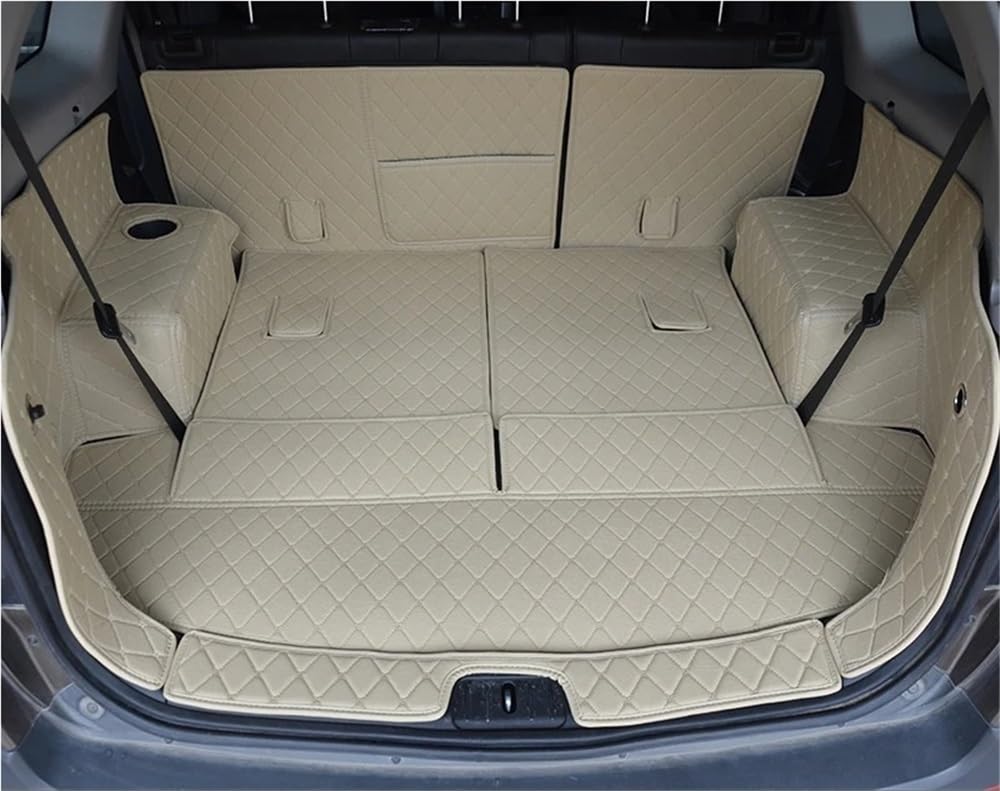 HZSMYXGS Kofferraumschutzmatte Kompatibel Mit Chevrolet Für Captiva 7 Sitze Benutzerdefinierte Kofferraummatten PU Cargo Liner Kofferraumteppiche Heckinnendekorationsabdeckung(Beige) von HZSMYXGS