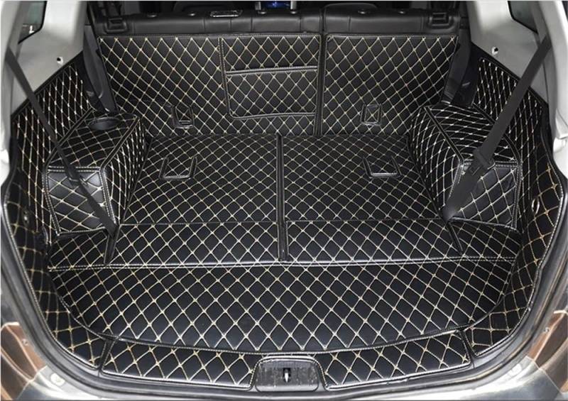 HZSMYXGS Kofferraumschutzmatte Kompatibel Mit Chevrolet Für Captiva 7 Sitze Benutzerdefinierte Kofferraummatten PU Cargo Liner Kofferraumteppiche Heckinnendekorationsabdeckung(Black with beige) von HZSMYXGS