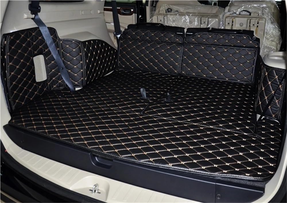 HZSMYXGS Kofferraumschutzmatte Kompatibel Mit Mitsubishi Für Pajero Sport 7 Sitze 2008–2015 Spezielle Kofferraummatten Kofferraumteppiche Cargo-Liner-Abdeckung(Black with beige) von HZSMYXGS