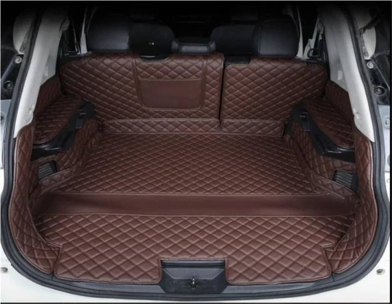 HZSMYXGS Kofferraumschutzmatte Kompatibel Mit Nissan Für X Trail T32 5-Sitzer Kofferraummatte Kofferraummatten Aus PU Teile Liner Styling Schutzablage Zubehör(Brown Full Cover A) von HZSMYXGS