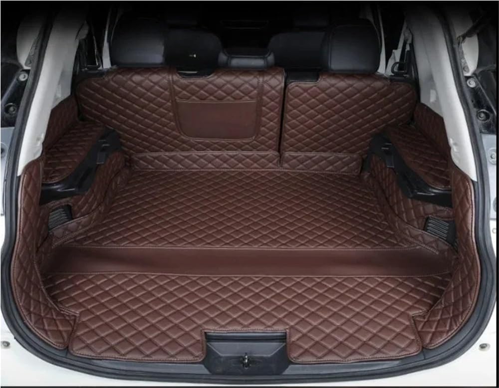 HZSMYXGS Kofferraumschutzmatte Kompatibel Mit Nissan Für X Trail T32 5-Sitzer Kofferraummatte Kofferraummatten Aus PU Teile Liner Styling Schutzablage Zubehör(Brown Full Cover B) von HZSMYXGS