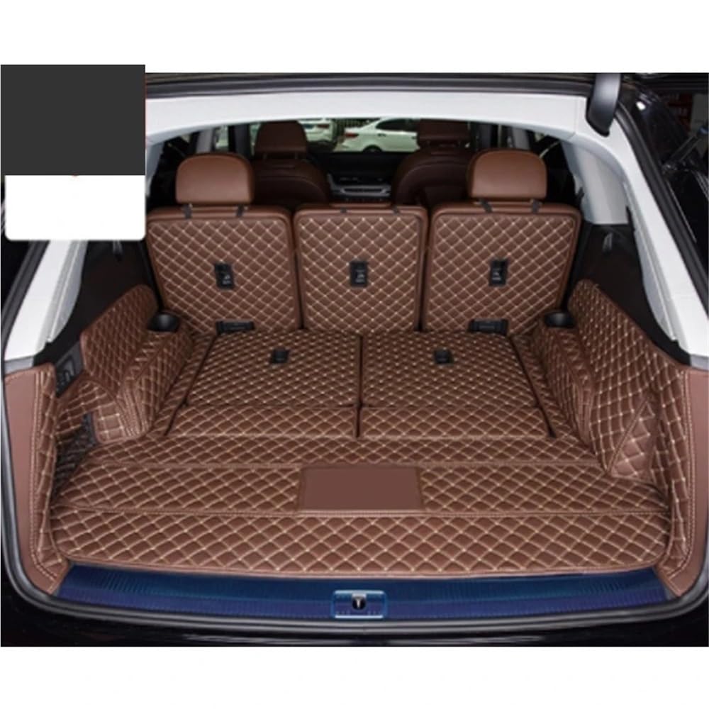 HZSMYXGS Kofferraumschutzmatte Kompatibel Mit Q7 7-Sitzer 2022 PU-Kofferraummatten Cargo Liner Accesorios(Brown B) von HZSMYXGS