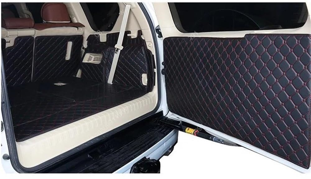 HZSMYXGS Kofferraumschutzmatte Kompatibel Mit Toyota Für Land Für Cruiser Für Prado 150 7 Sitze -2010 Cargo Liner Kofferraumteppiche Maßgeschneiderte Kofferraummatten Hintertürmatte(Black with red) von HZSMYXGS