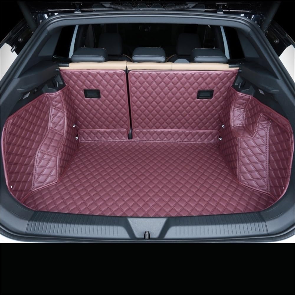 HZSMYXGS Kofferraumschutzmatte Kompatibel Mit VW Für ID4 2021 2022 Kofferraummatten Kofferraum Custom Auto Wasserdicht PU Accesorios(Wine red) von HZSMYXGS