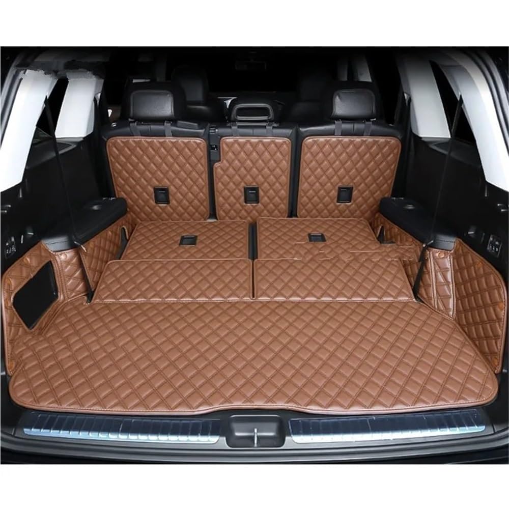 HZSMYXGS Kofferraumschutzmatte Kompatibel mit Benz für GLS 400 450 X167 2020-2023 Kofferraummatten Cargo Liner Schutzabdeckung Pads Heckteppich(7 Seats Brown) von HZSMYXGS